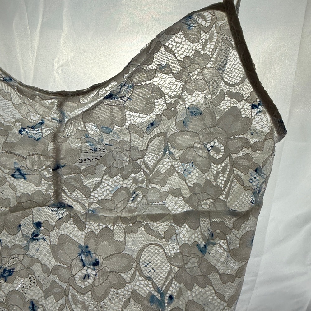 Frankies Bikinis Cassie Tank Flora Shorts Set Womens L White Blue Lace Butterfly - Picture 7 of 13